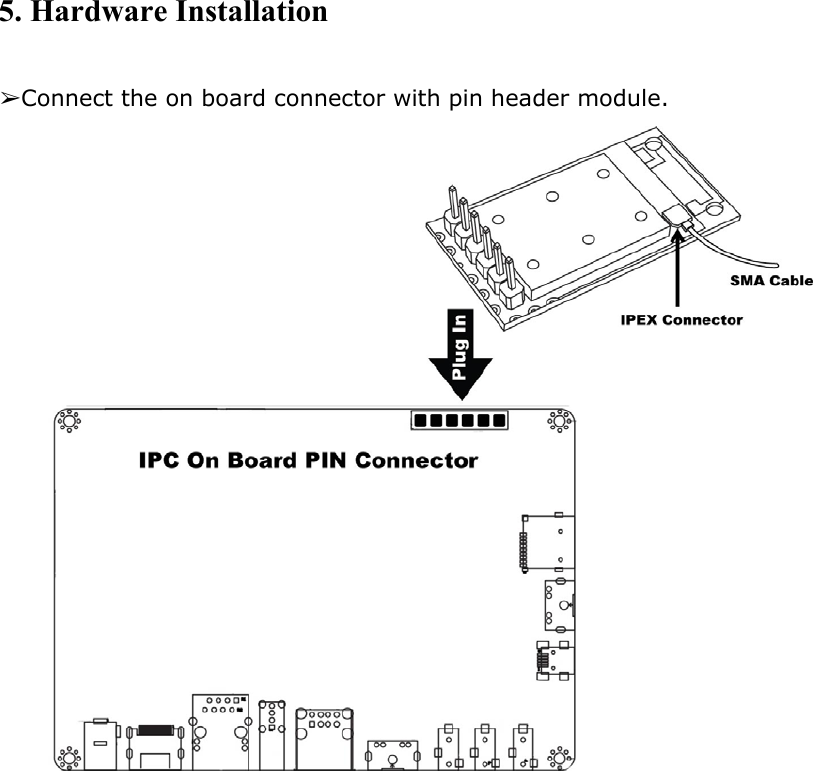 5. Hardware Installation➢Connect the on board connector with pin header module.