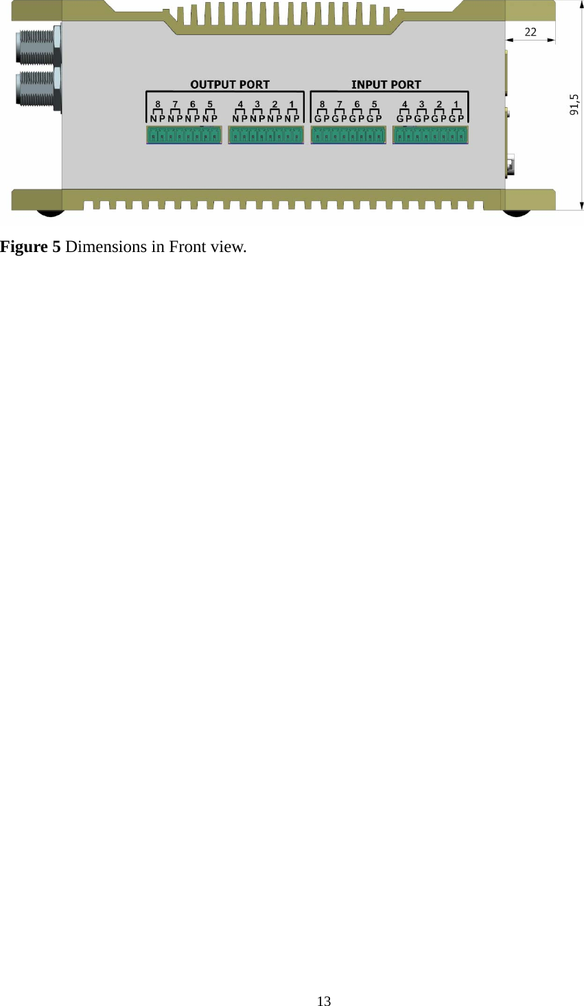  Figure 5 Dimensions in Front view.   13  