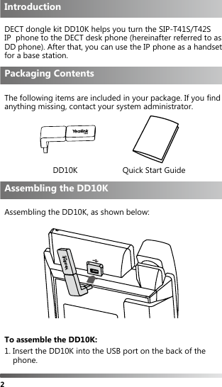 Page 2 of YEALINK DD10 DECT USB Dongle User Manual