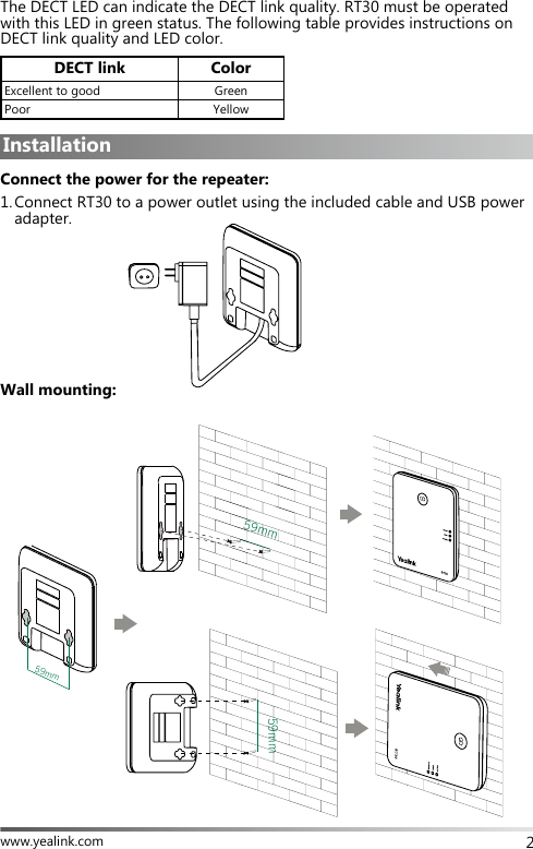 Page 3 of YEALINK RT30 DECT Repeater User Manual