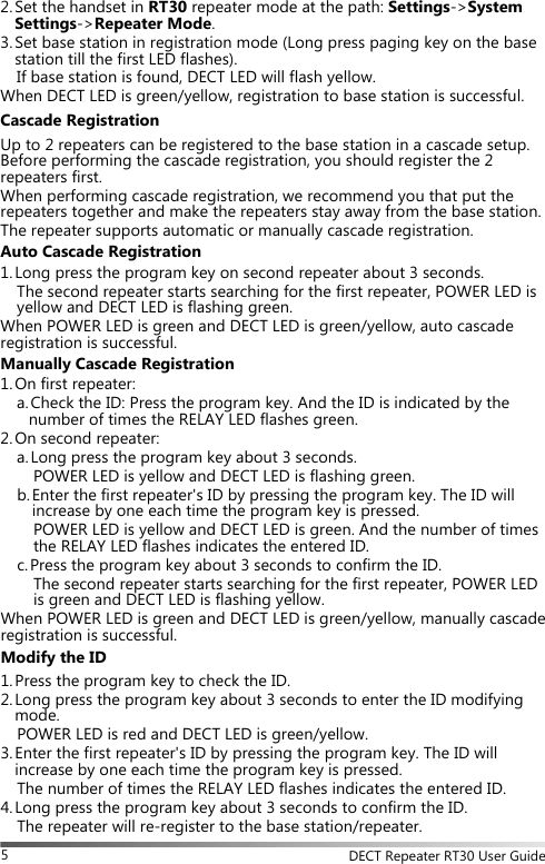 Page 6 of YEALINK RT30 DECT Repeater User Manual