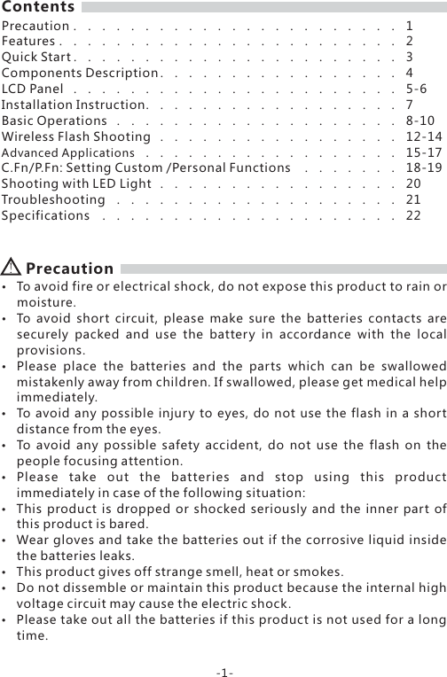 Page 2 of YONGNUO PHOTOGRAPHIC EQUIPMENT YN968N SPEEDLITE User Manual