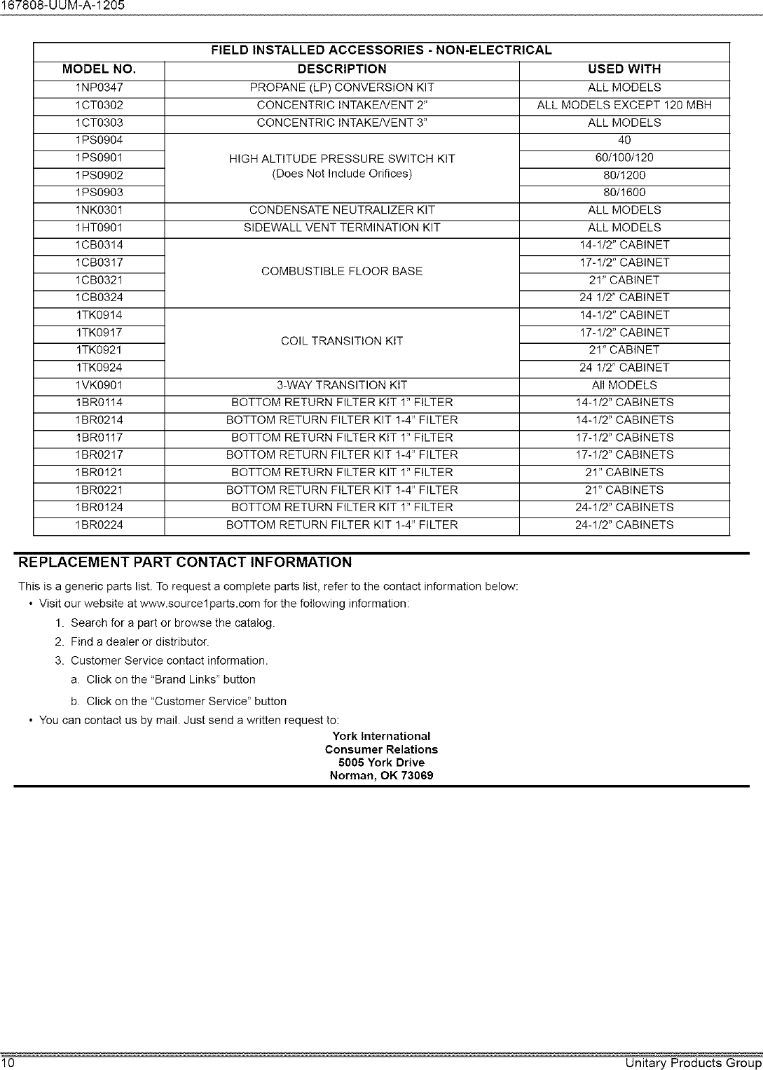 Page 10 of 12 - YORK  Furnace/Heater, Gas Manual L0611119
