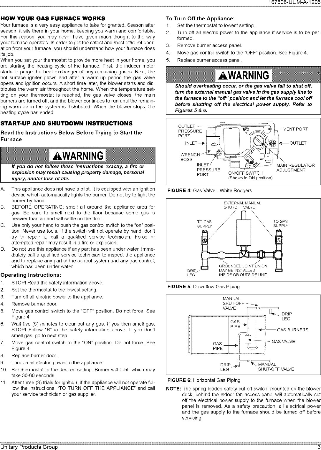 YORK Furnace/Heater, Gas Manual L0611119