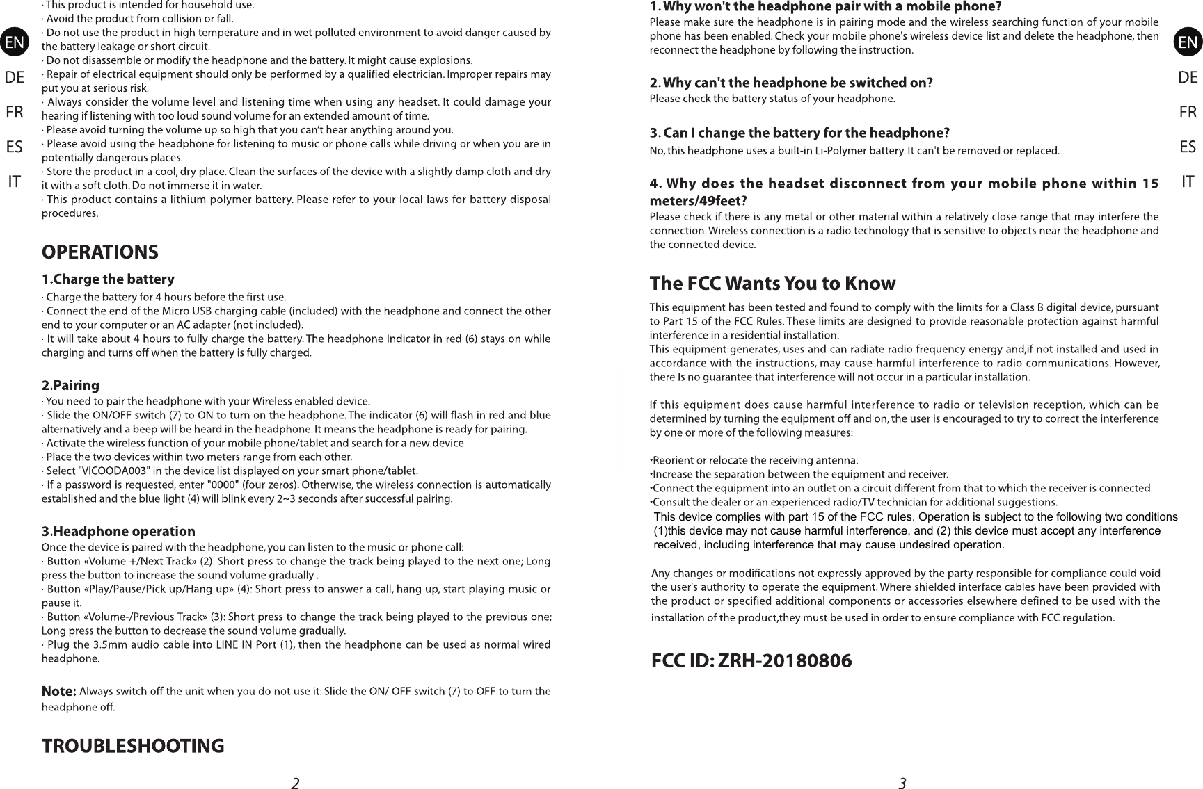 Page 3 of YUXINXIN ELECTRONICS 20180806 Over-Ear Stereo Headphones User Manual 