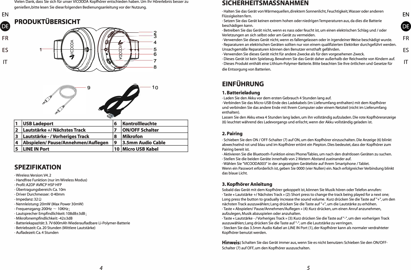 Page 4 of YUXINXIN ELECTRONICS 20180806 Over-Ear Stereo Headphones User Manual 