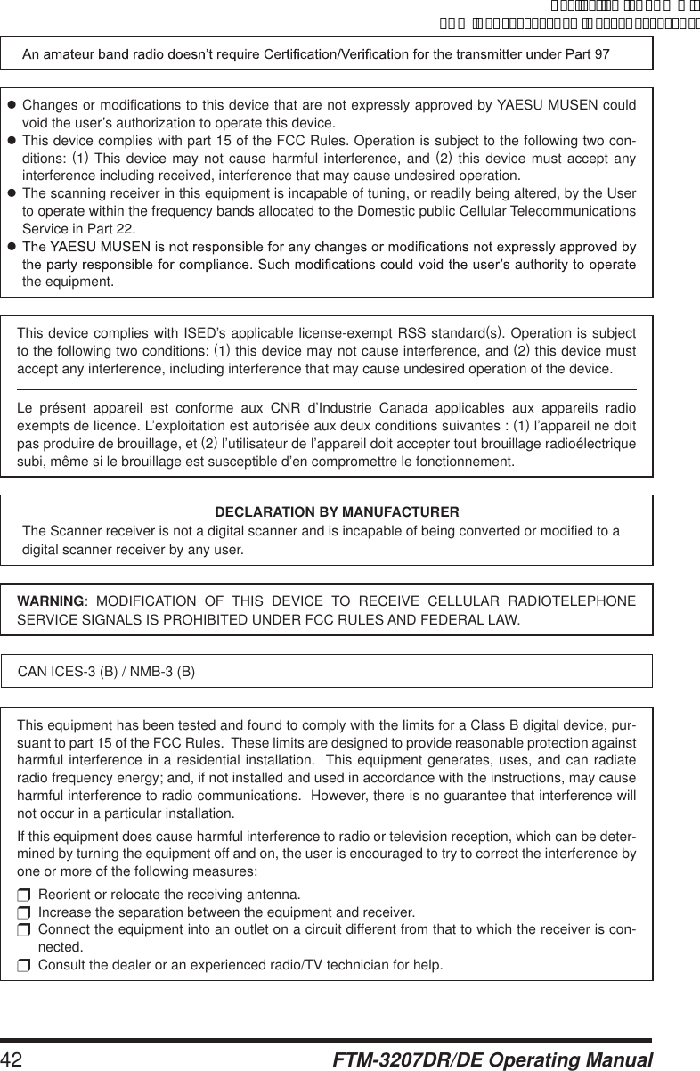 Page 42 of Yaesu Musen 20754X50 Scanning Receiver User Manual Manual