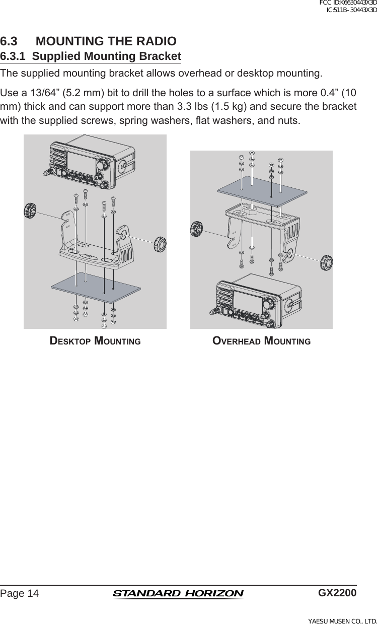 Page 14 of Yaesu Musen 30443X3D MOBILE MARINE TRANSCEIVER User Manual GX2200 Operating Manual