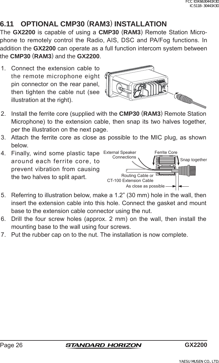 Page 26 of Yaesu Musen 30443X3D MOBILE MARINE TRANSCEIVER User Manual GX2200 Operating Manual