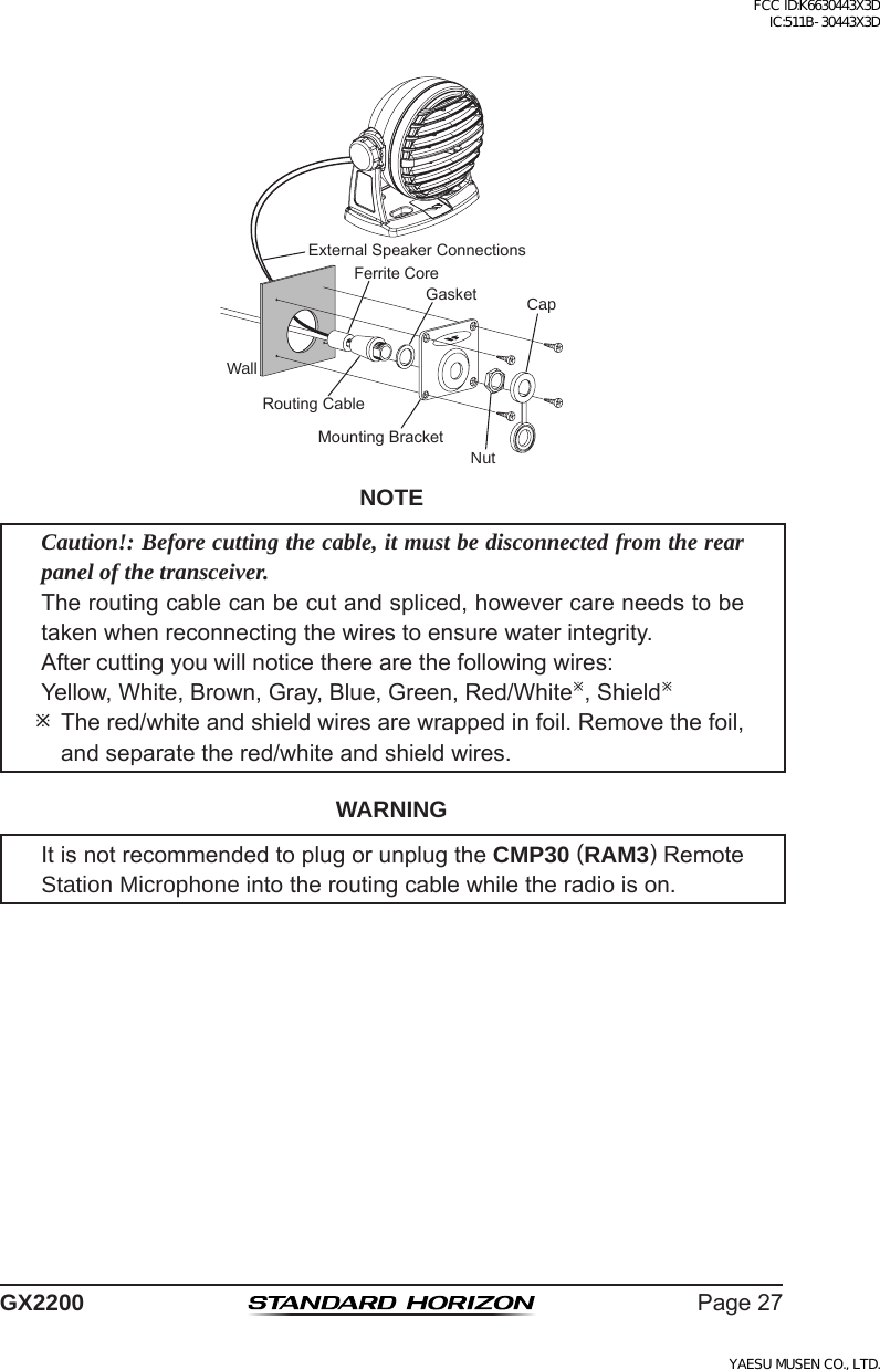 Page 27 of Yaesu Musen 30443X3D MOBILE MARINE TRANSCEIVER User Manual GX2200 Operating Manual