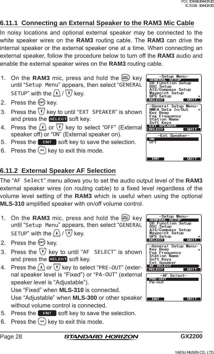 Page 28 of Yaesu Musen 30443X3D MOBILE MARINE TRANSCEIVER User Manual GX2200 Operating Manual