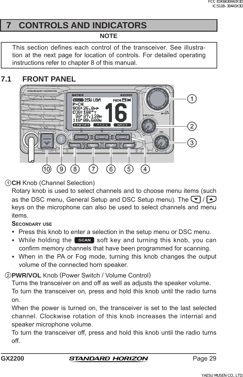 Page 29 of Yaesu Musen 30443X3D MOBILE MARINE TRANSCEIVER User Manual GX2200 Operating Manual