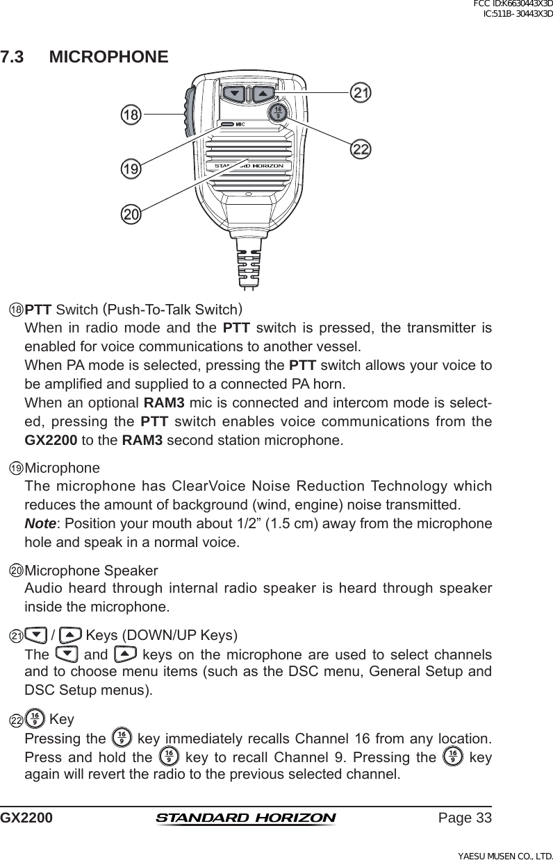 Page 33 of Yaesu Musen 30443X3D MOBILE MARINE TRANSCEIVER User Manual GX2200 Operating Manual