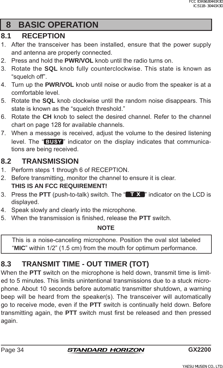 Page 34 of Yaesu Musen 30443X3D MOBILE MARINE TRANSCEIVER User Manual GX2200 Operating Manual