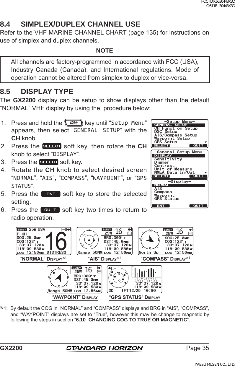 Page 35 of Yaesu Musen 30443X3D MOBILE MARINE TRANSCEIVER User Manual GX2200 Operating Manual