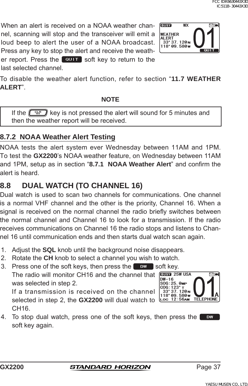 Page 37 of Yaesu Musen 30443X3D MOBILE MARINE TRANSCEIVER User Manual GX2200 Operating Manual