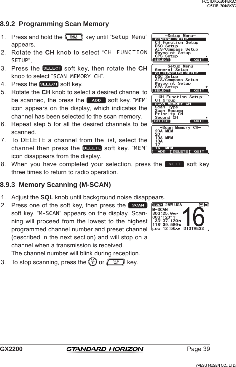 Page 39 of Yaesu Musen 30443X3D MOBILE MARINE TRANSCEIVER User Manual GX2200 Operating Manual