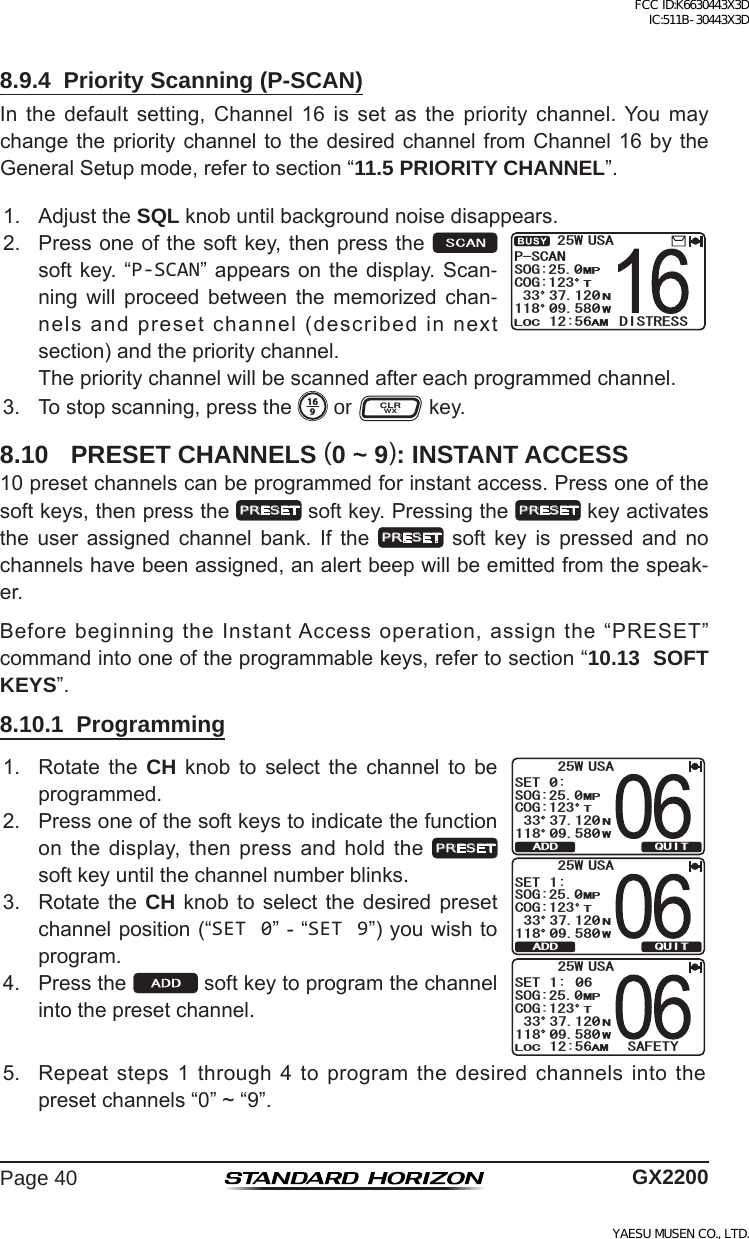 Page 40 of Yaesu Musen 30443X3D MOBILE MARINE TRANSCEIVER User Manual GX2200 Operating Manual