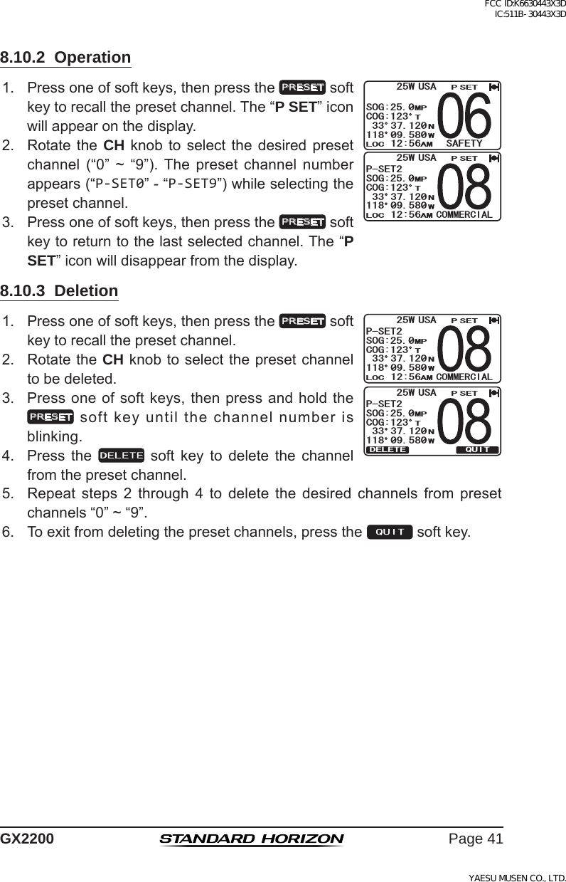 Page 41 of Yaesu Musen 30443X3D MOBILE MARINE TRANSCEIVER User Manual GX2200 Operating Manual