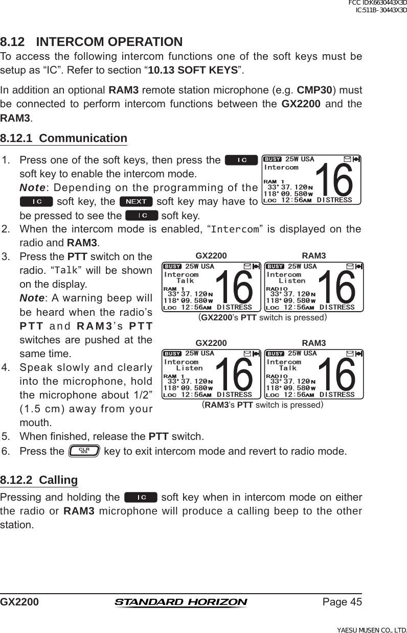 Page 45 of Yaesu Musen 30443X3D MOBILE MARINE TRANSCEIVER User Manual GX2200 Operating Manual