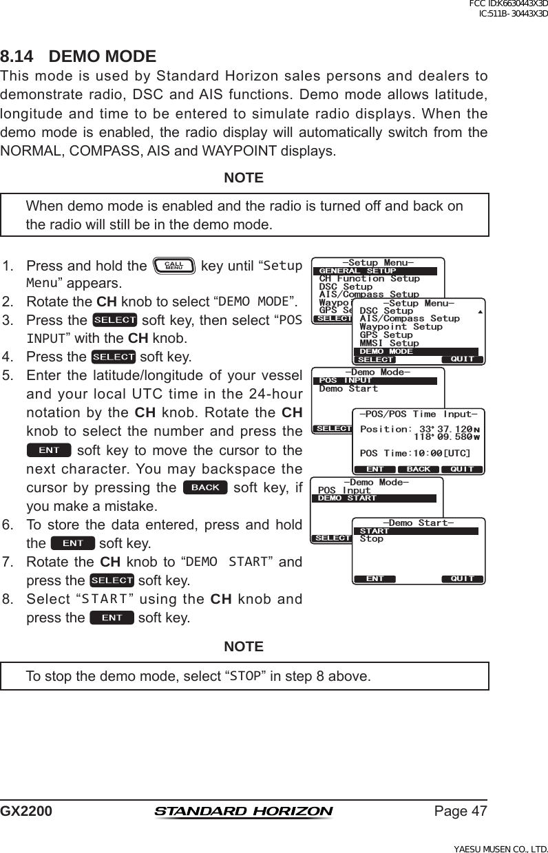 Page 47 of Yaesu Musen 30443X3D MOBILE MARINE TRANSCEIVER User Manual GX2200 Operating Manual