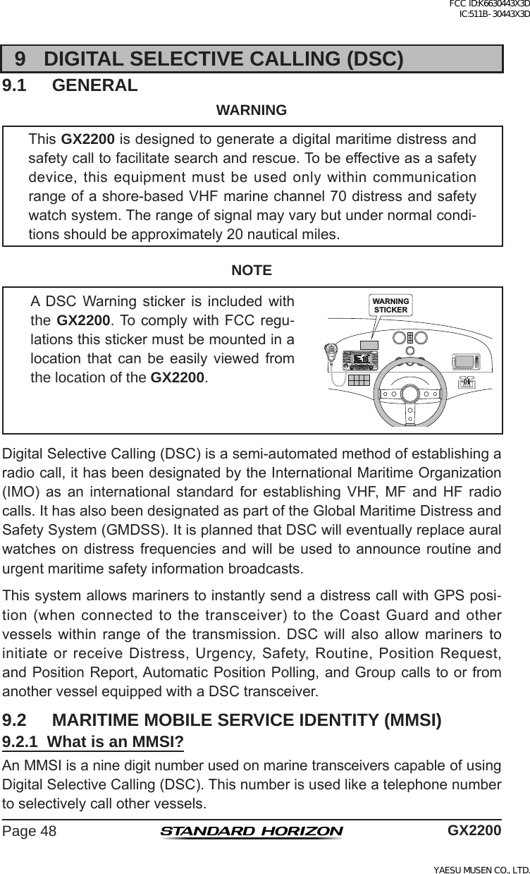 Page 48 of Yaesu Musen 30443X3D MOBILE MARINE TRANSCEIVER User Manual GX2200 Operating Manual