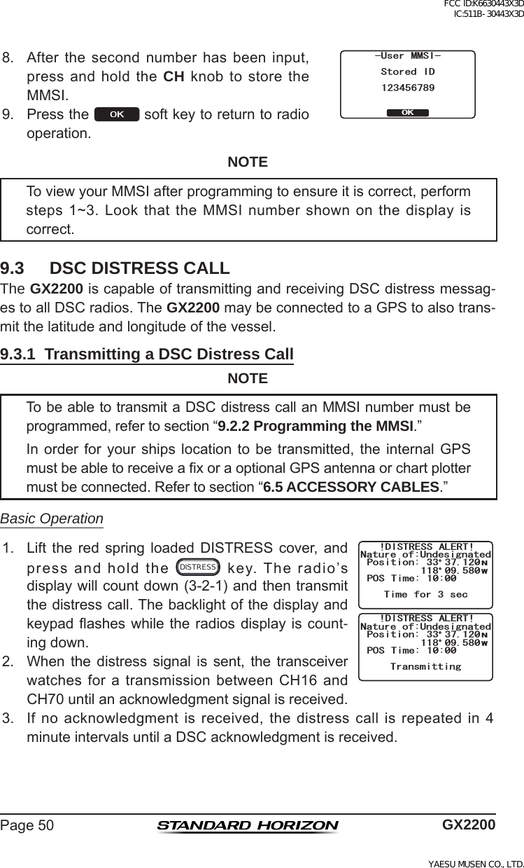 Page 50 of Yaesu Musen 30443X3D MOBILE MARINE TRANSCEIVER User Manual GX2200 Operating Manual