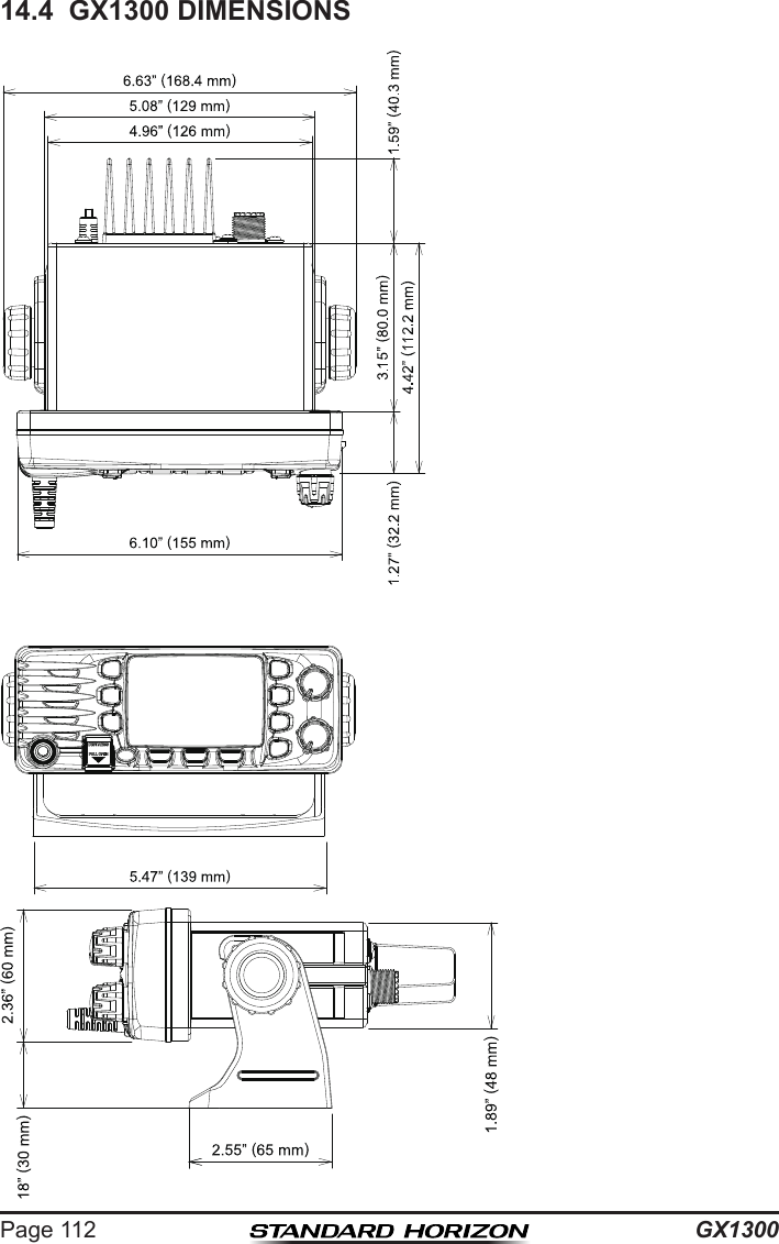 GX1300Page 11214.4  GX1300 DIMENSIONS