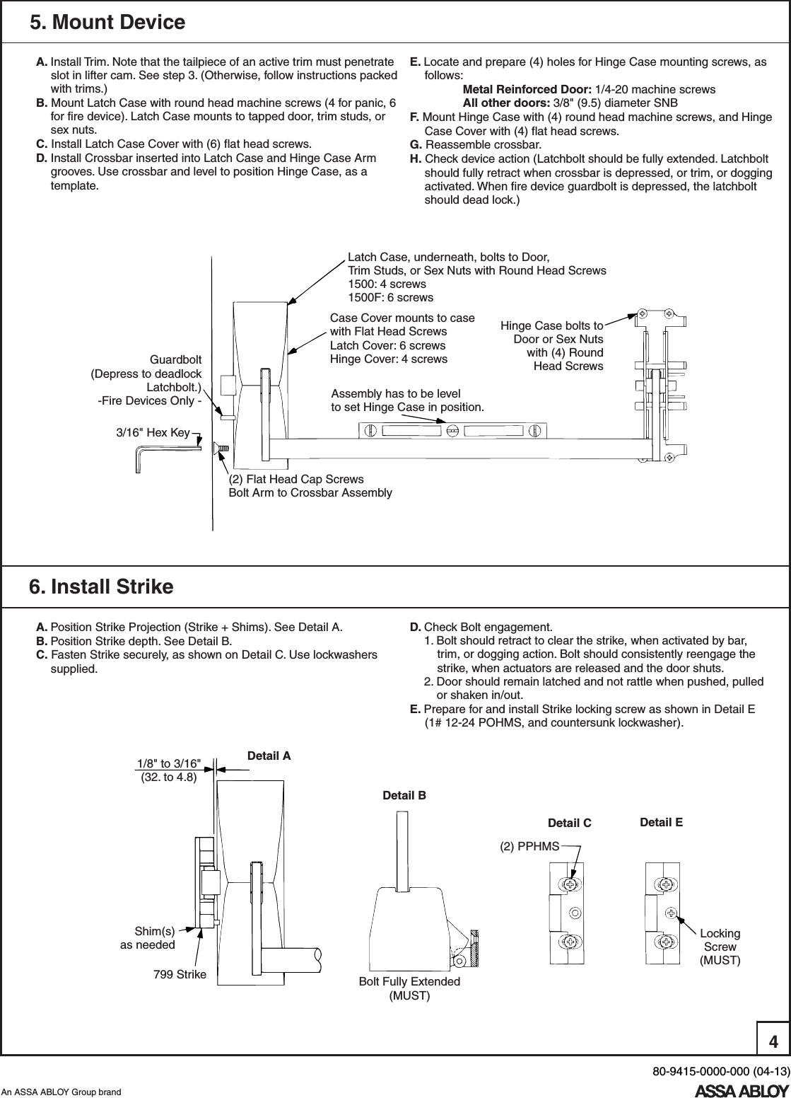 Page 4 of 6 - Yale  1500 Rim Exit Device Installation Instructions 1500seriesinstallation