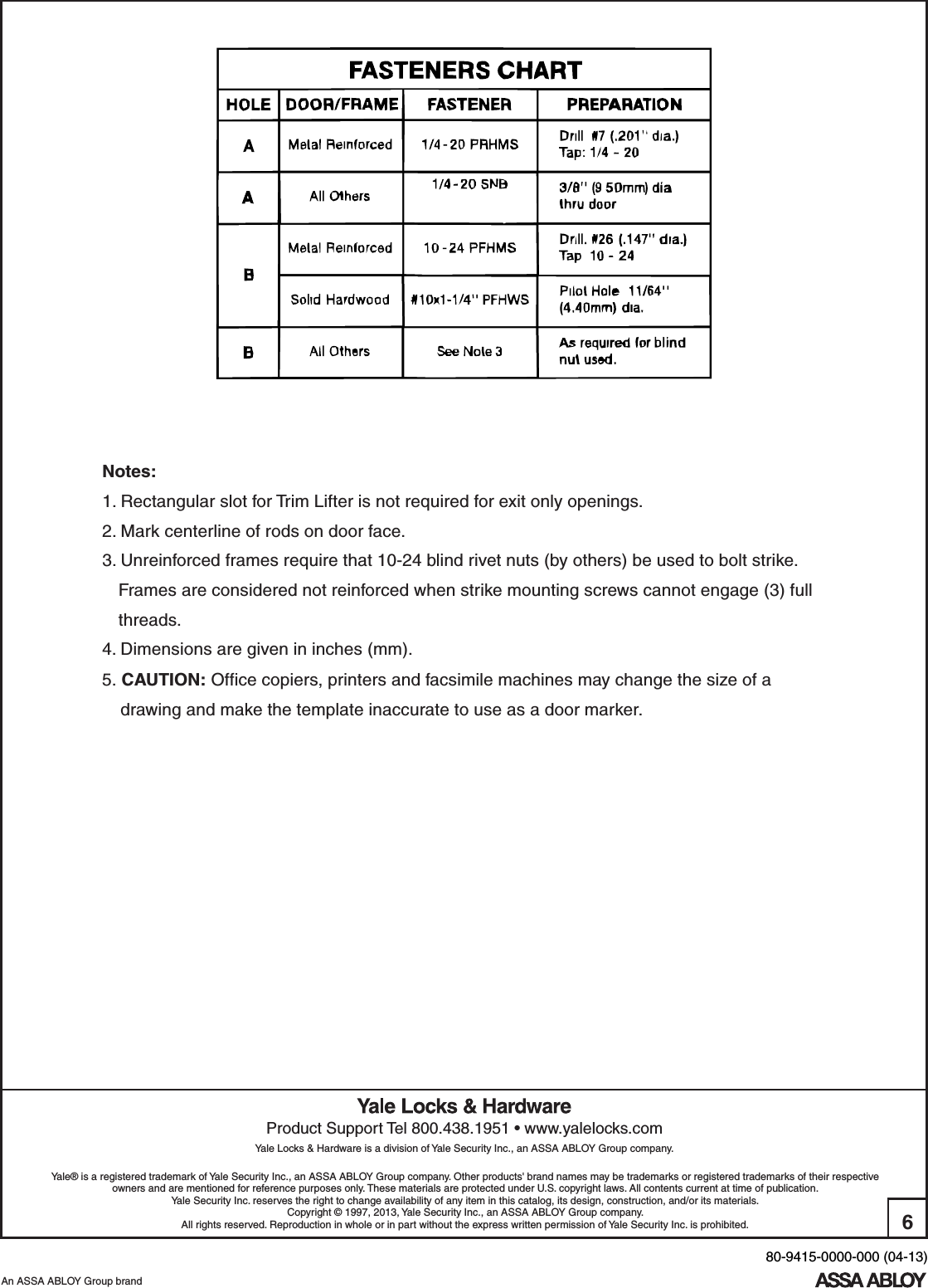 Page 6 of 6 - Yale  1500 Rim Exit Device Installation Instructions 1500seriesinstallation