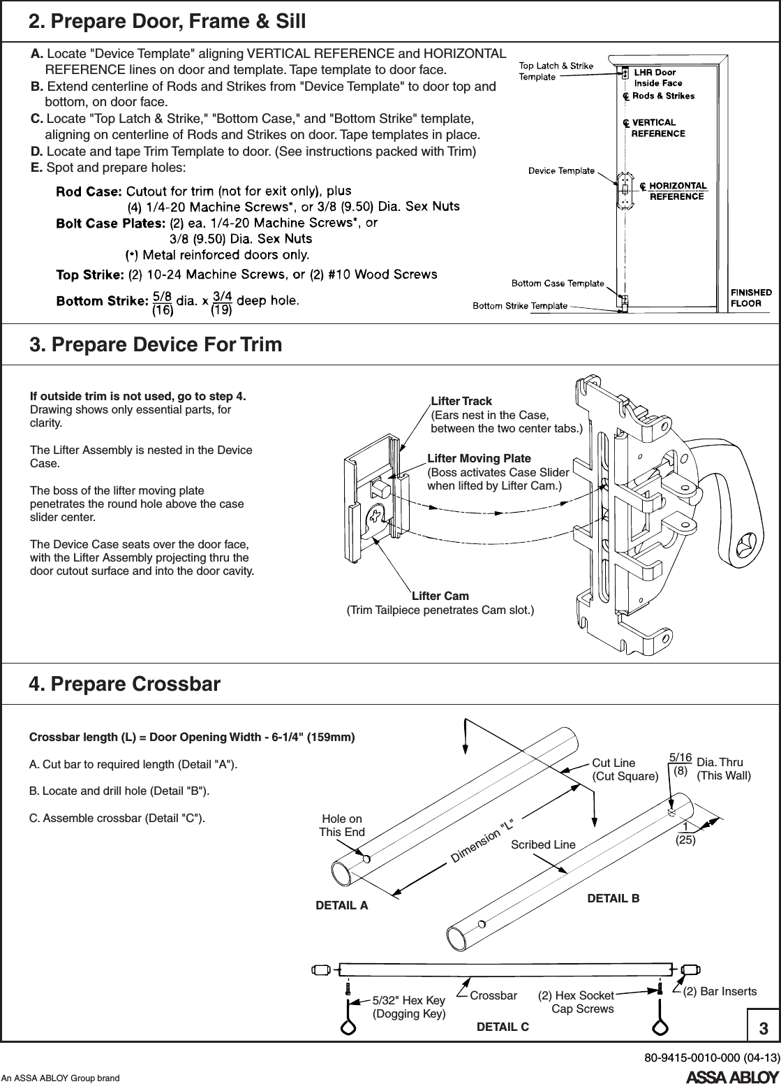 Page 3 of 8 - Yale  1510 Surface Vertical Rod Exit Device Installation Instructions 1510seriesinstallation