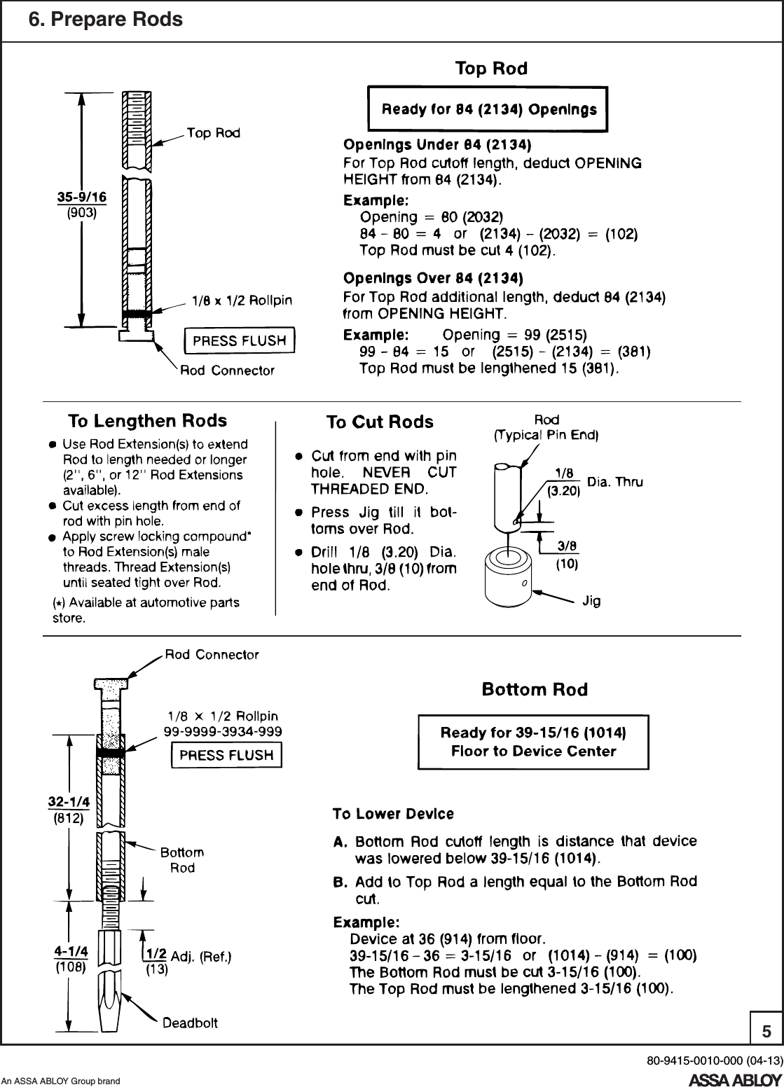 Page 5 of 8 - Yale  1510 Surface Vertical Rod Exit Device Installation Instructions 1510seriesinstallation