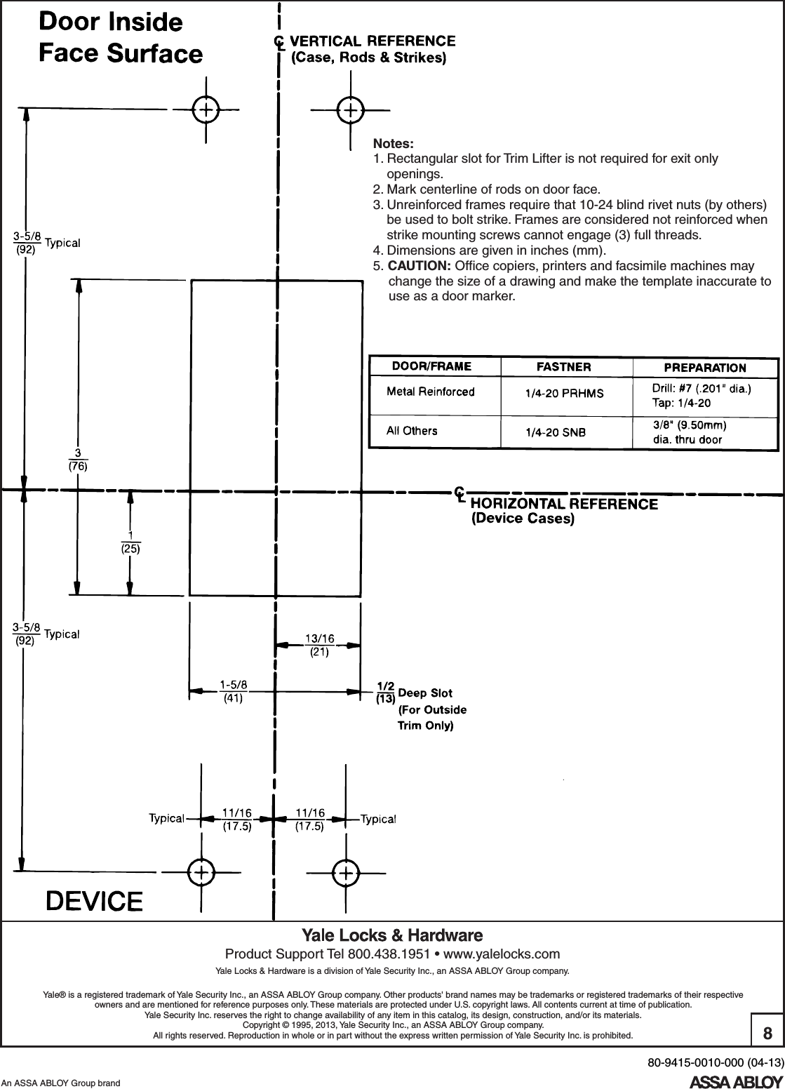 Page 8 of 8 - Yale  1510 Surface Vertical Rod Exit Device Installation Instructions 1510seriesinstallation