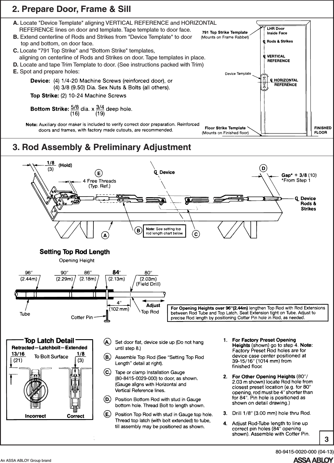 Page 3 of 10 - Yale  1520 Concealed Vertical Rod Exit Device Installation Instructions 1520seriesisntallation