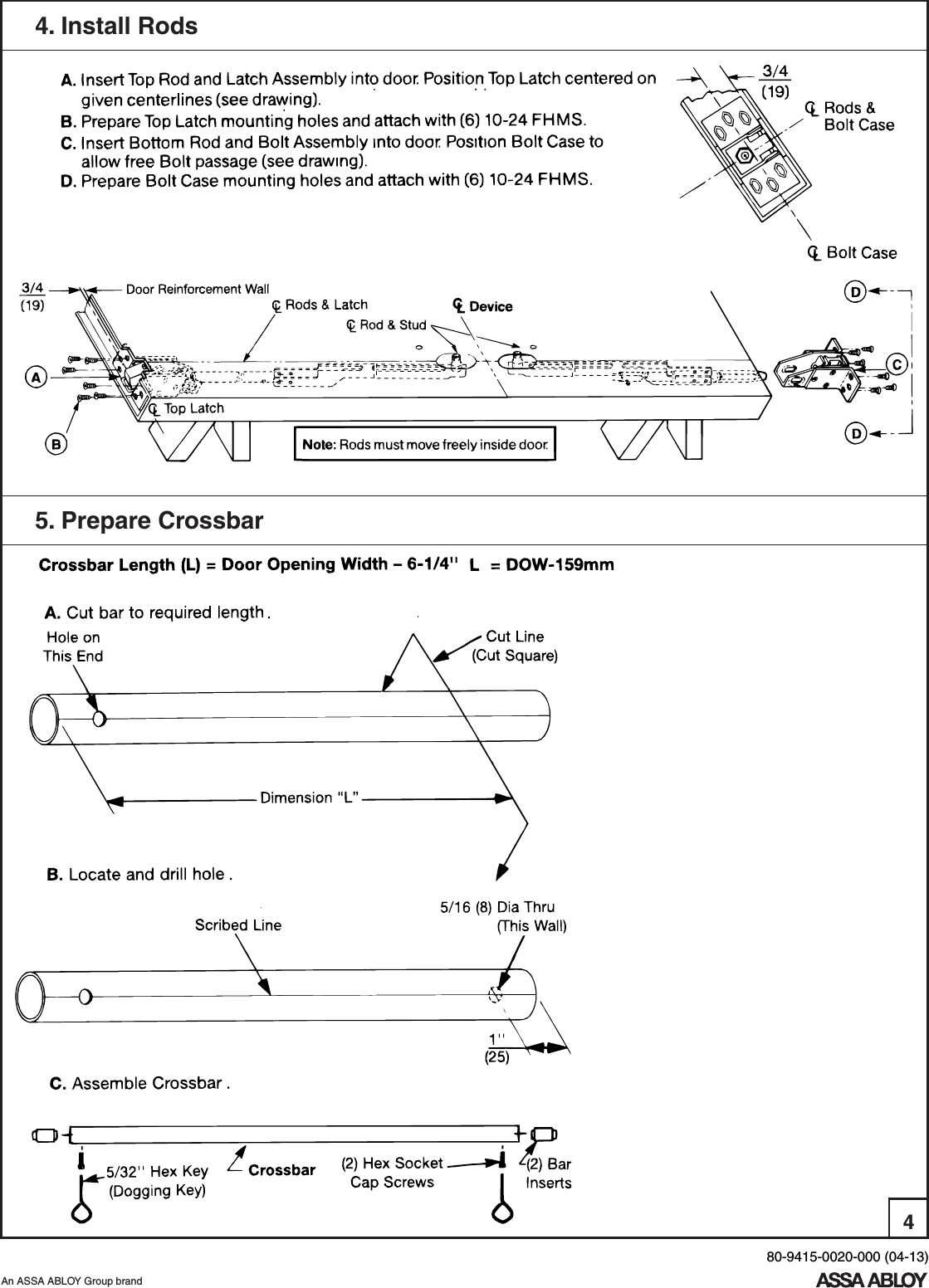 Page 4 of 10 - Yale  1520 Concealed Vertical Rod Exit Device Installation Instructions 1520seriesisntallation