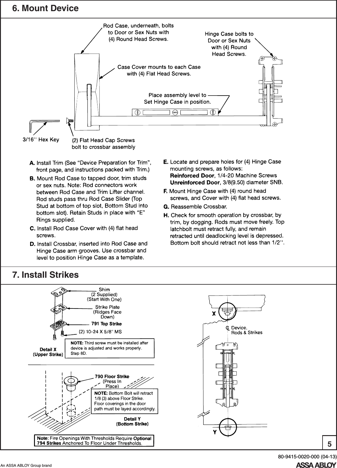 Page 5 of 10 - Yale  1520 Concealed Vertical Rod Exit Device Installation Instructions 1520seriesisntallation