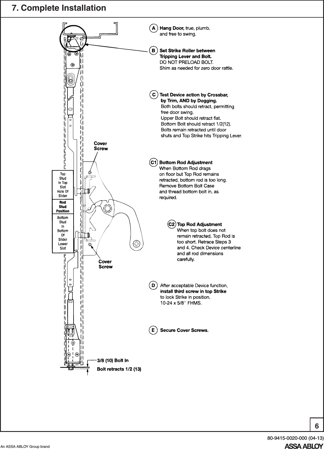 Page 6 of 10 - Yale  1520 Concealed Vertical Rod Exit Device Installation Instructions 1520seriesisntallation