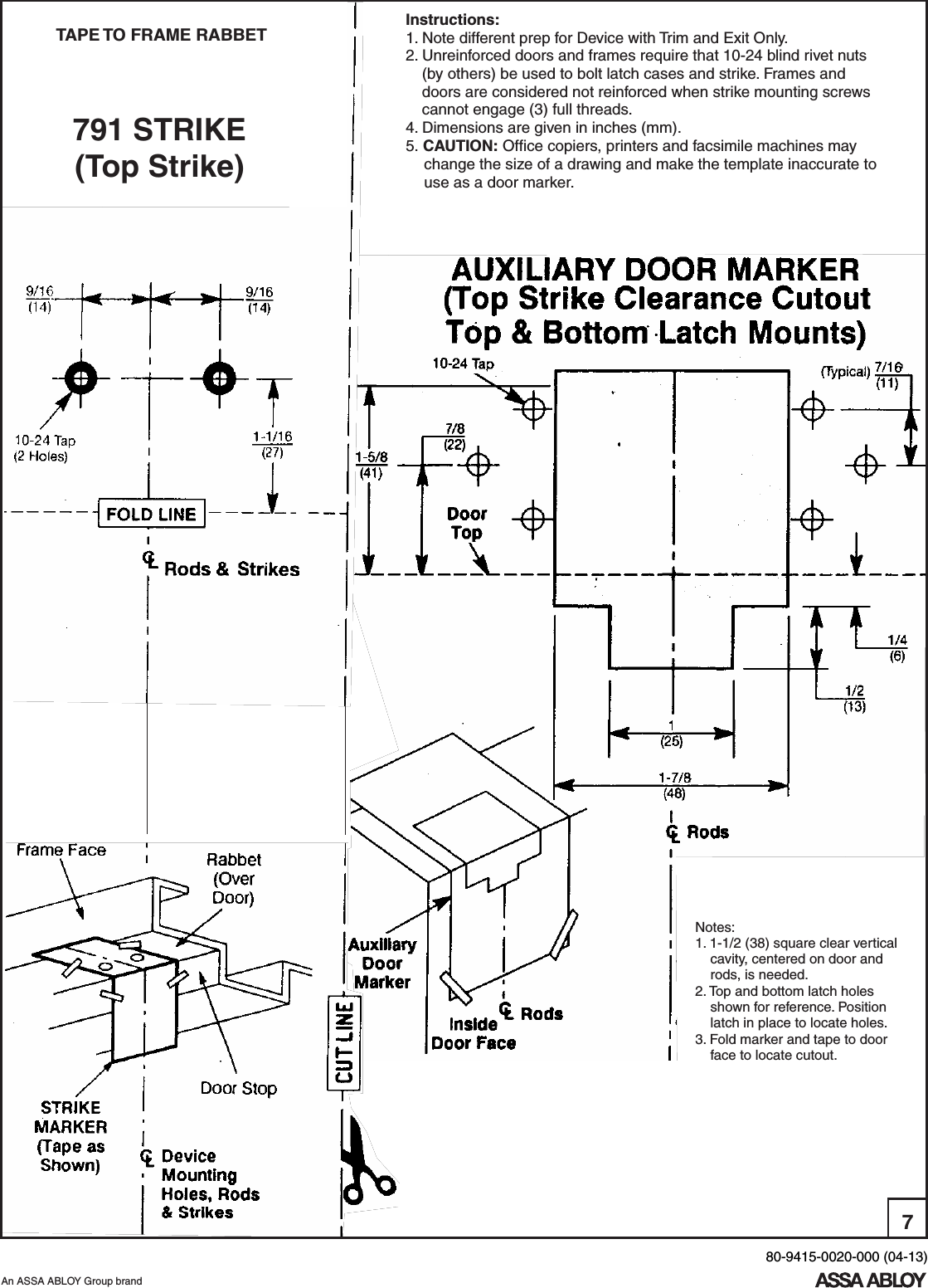 Page 7 of 10 - Yale  1520 Concealed Vertical Rod Exit Device Installation Instructions 1520seriesisntallation