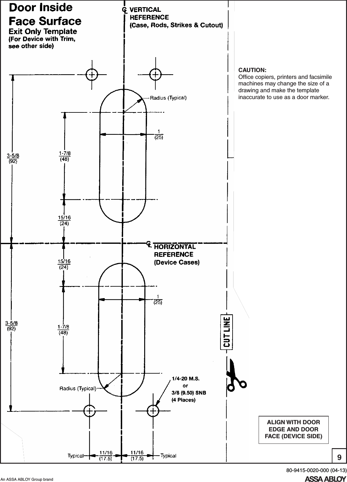 Page 9 of 10 - Yale  1520 Concealed Vertical Rod Exit Device Installation Instructions 1520seriesisntallation