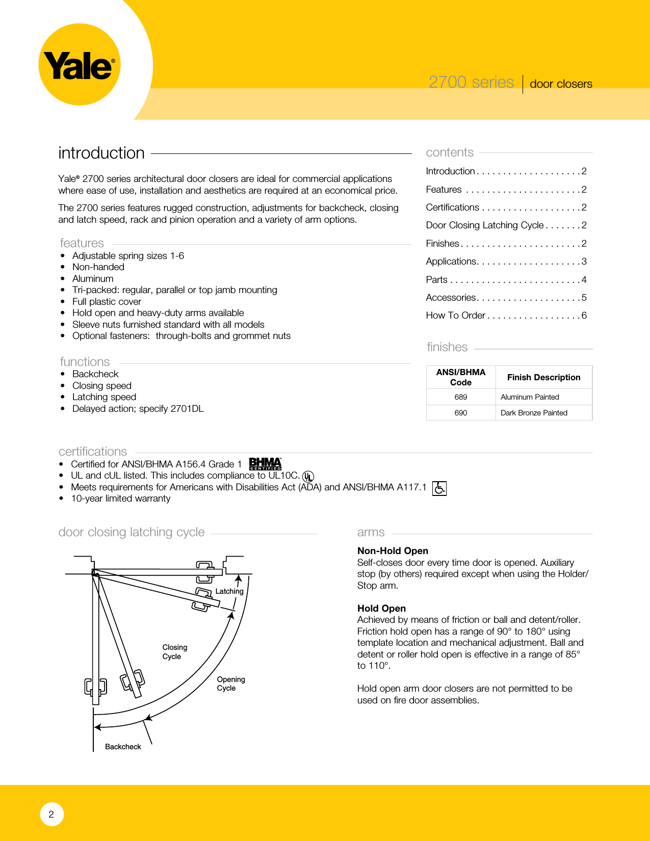 Page 2 of 8 - Yale  2700 Series - Architectural Door Closers 42821-YA-2700-door-closer-2-15R