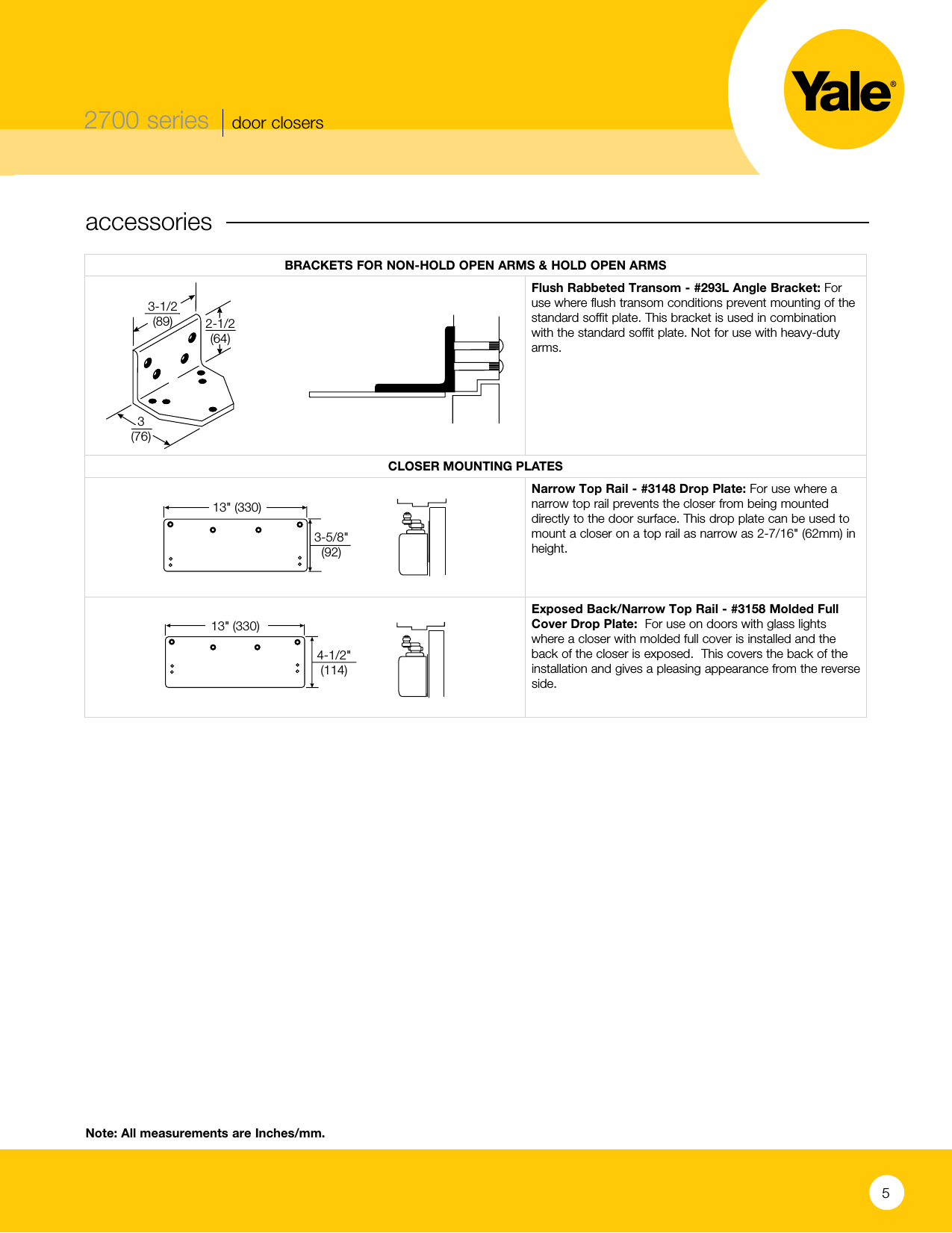 Page 5 of 8 - Yale  2700 Series - Architectural Door Closers 42821-YA-2700-door-closer-2-15R