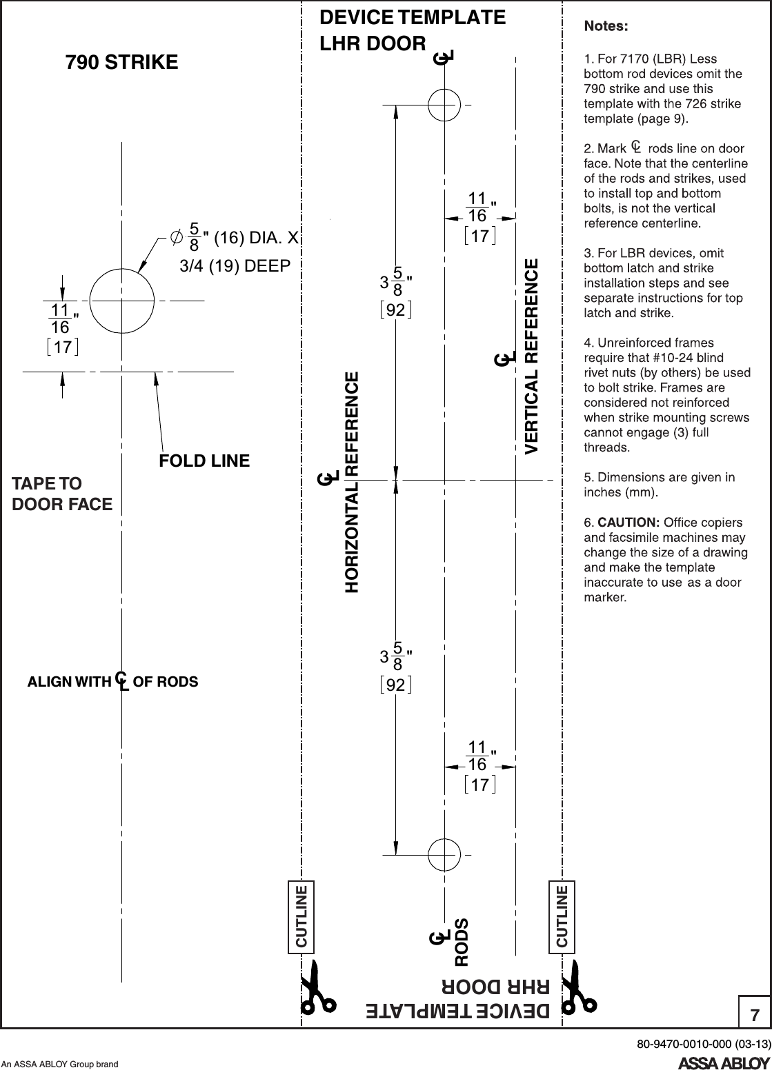 Page 7 of 10 - Yale  7110(F), 7170(F)(LBR) Surface Vertical Rod Exit Device Series Installation Instructions 80-9470-0010-00003-1371107170Exit Devices