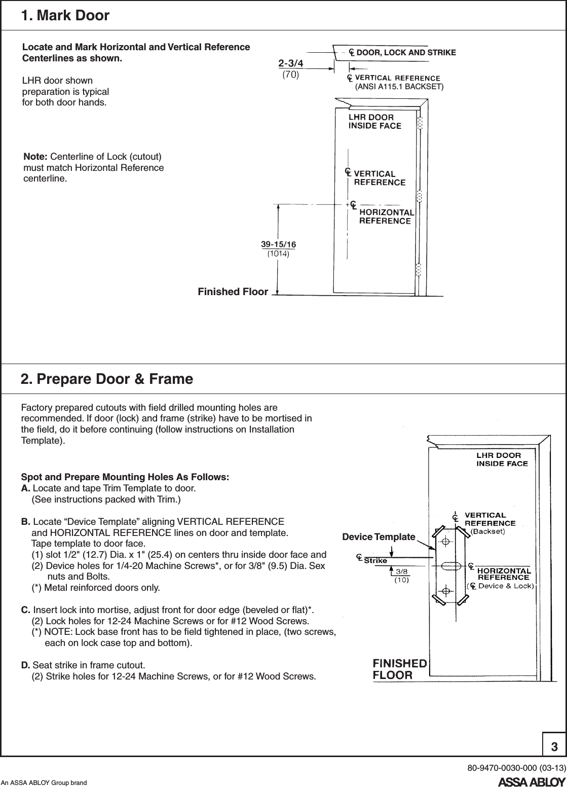 Yale 2 7130(F) Series Mortise Exit Devices Installation Instructions 80