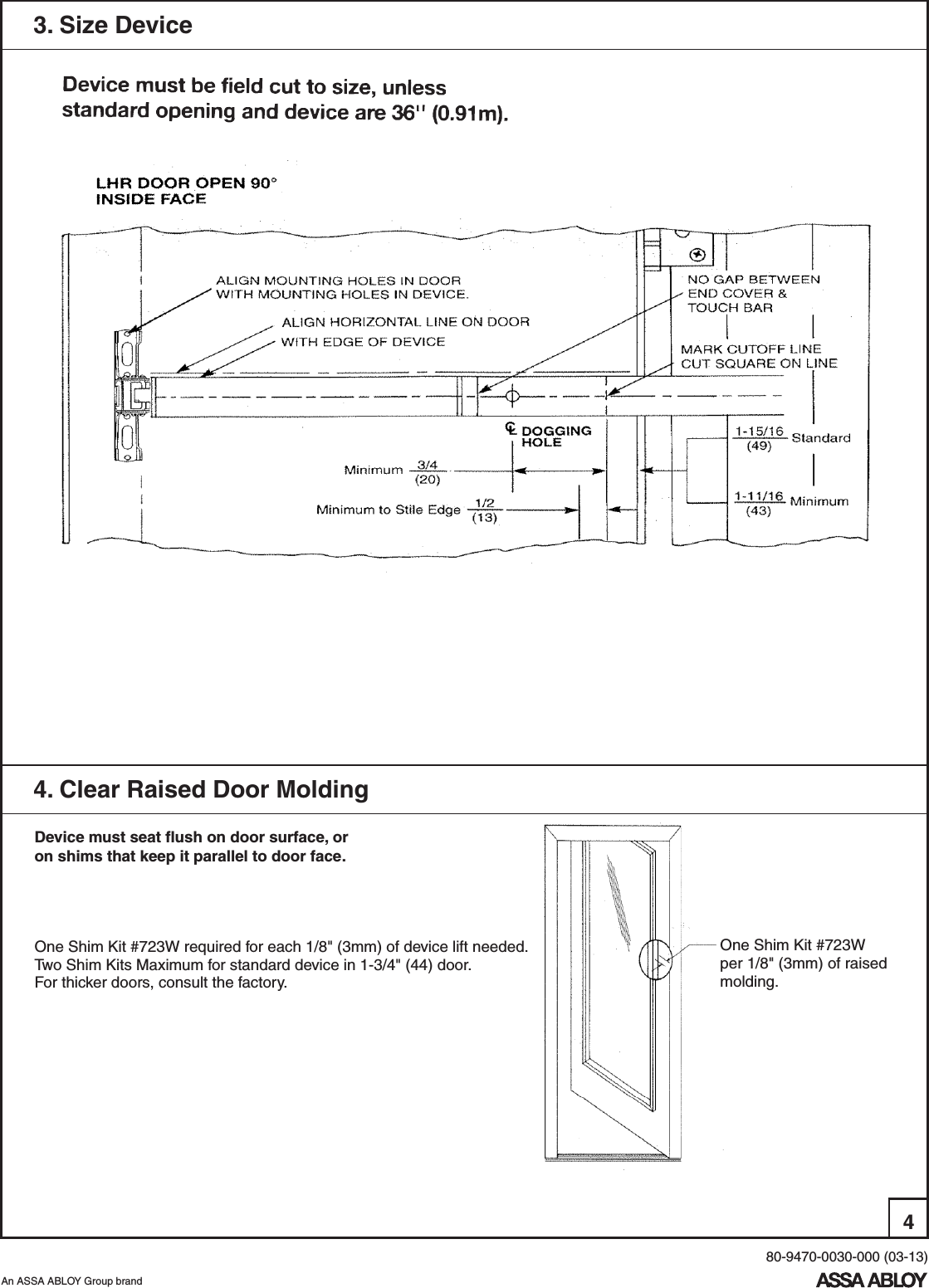 Yale 2 7130(F) Series Mortise Exit Devices Installation Instructions 80