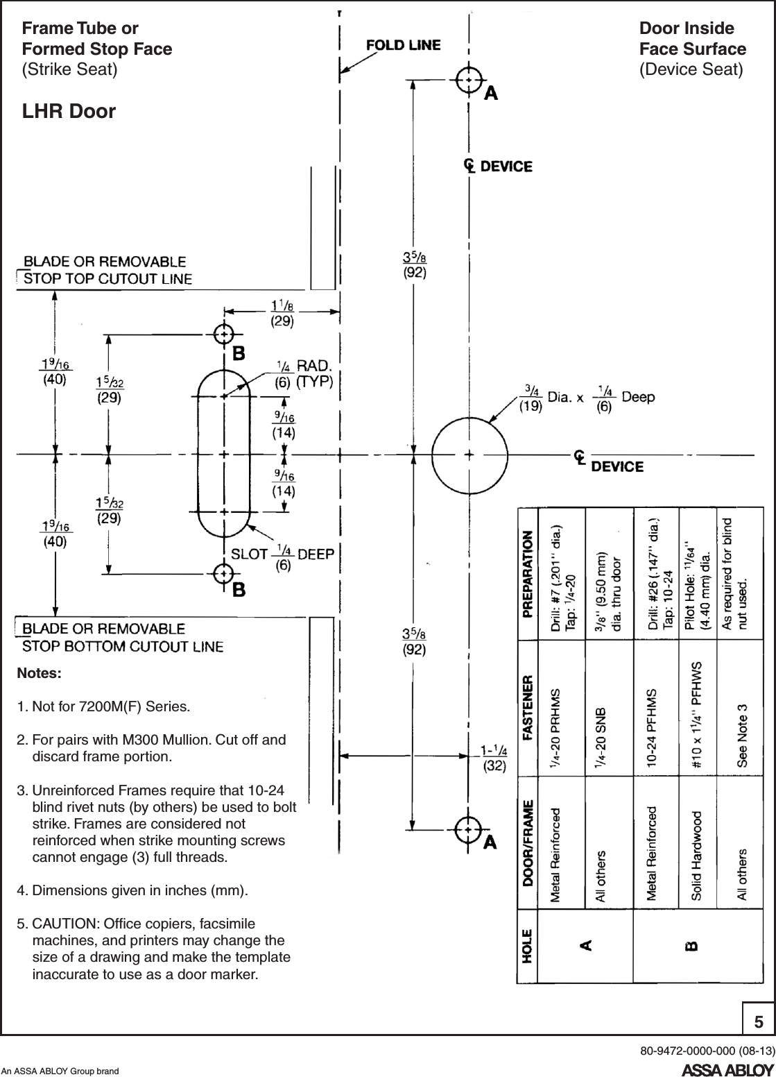 Page 5 of 8 - Yale  7200 Rim Exit Devices Installation Instructions 80-9472-0000-00008-137200Rim