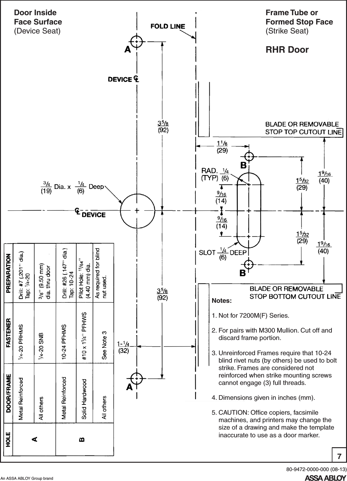 Page 7 of 8 - Yale  7200 Rim Exit Devices Installation Instructions 80-9472-0000-00008-137200Rim