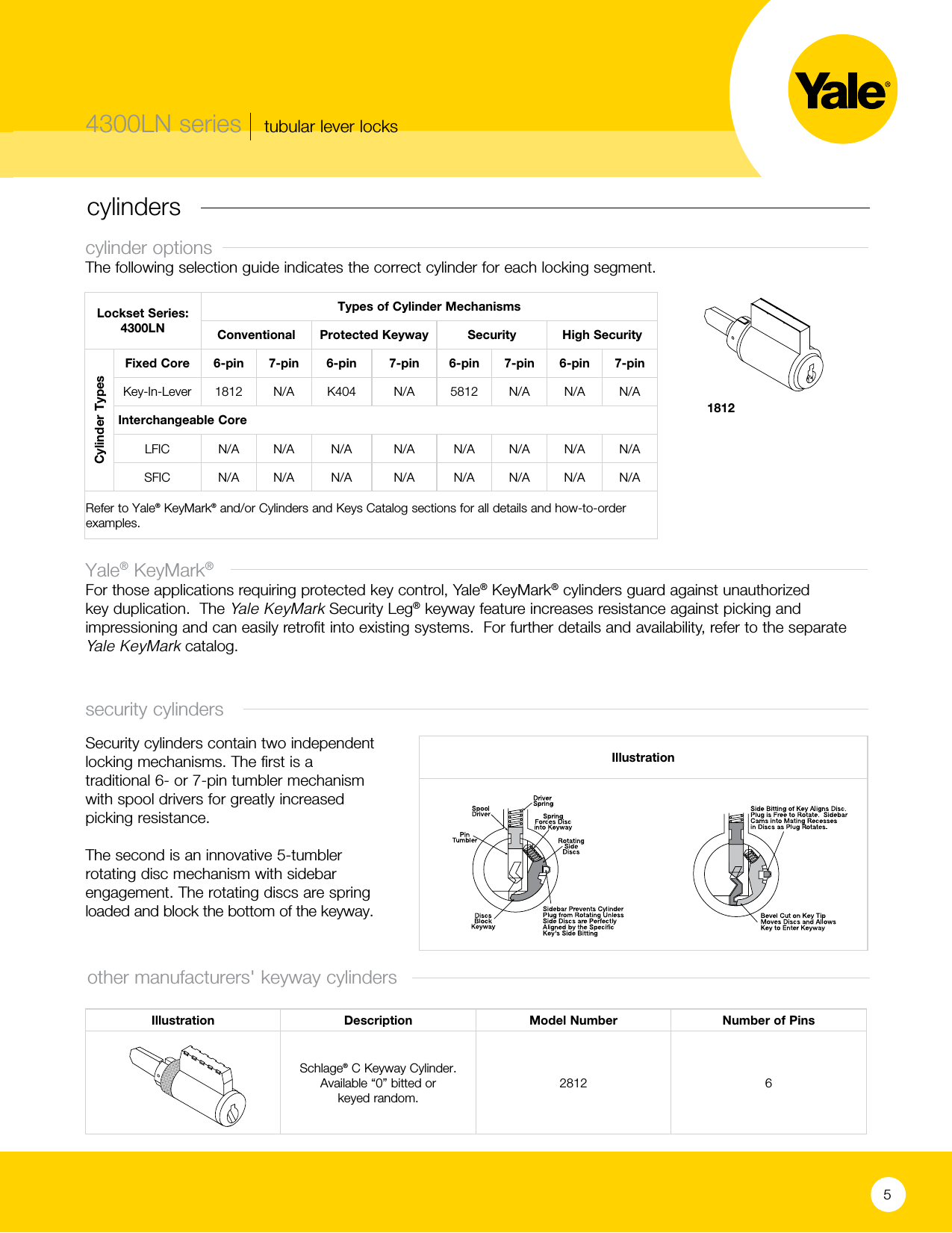 Page 5 of 10 - Yale  4300LN Series - Grade 2 Tubular Lever Locks Web 42122 Cat Lo