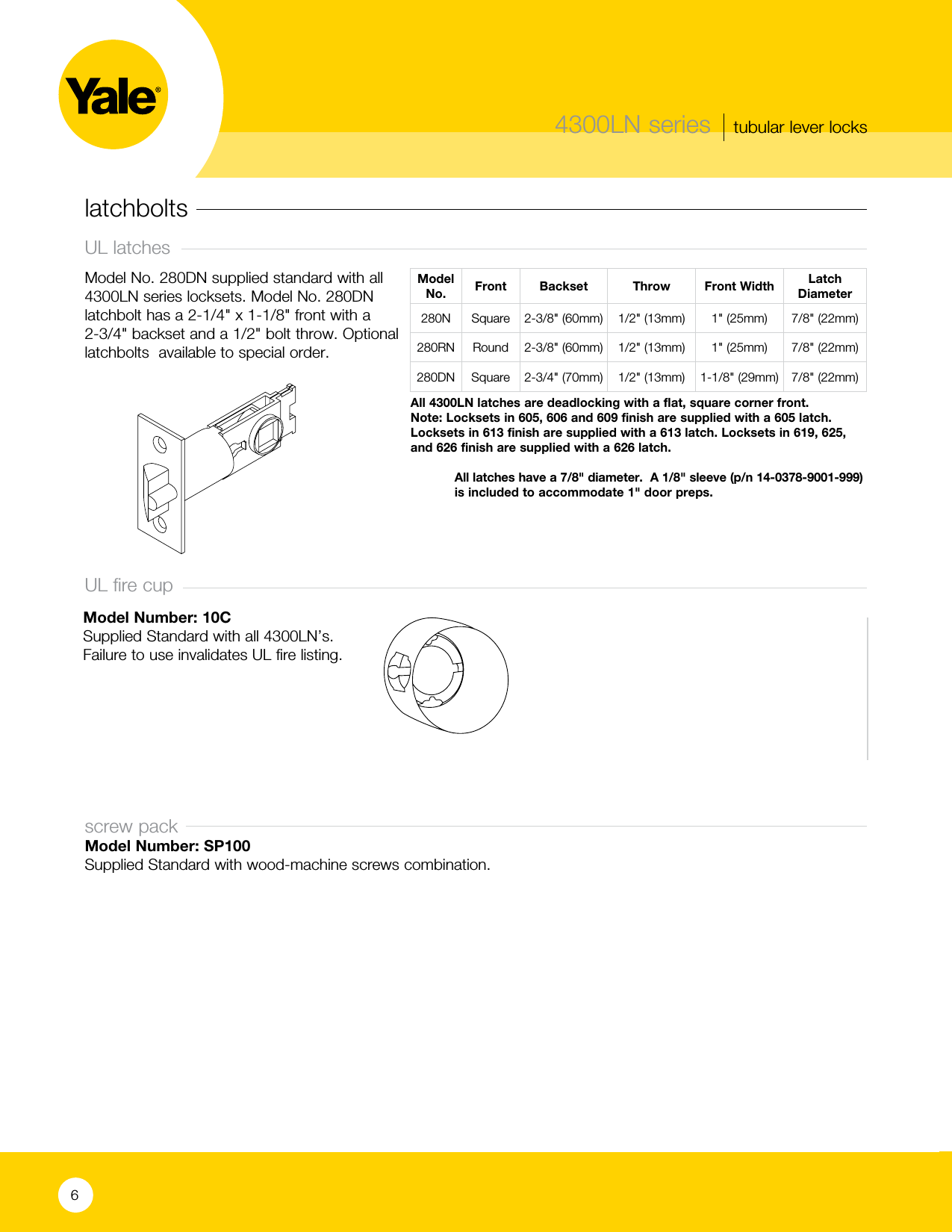 Page 6 of 10 - Yale  4300LN Series - Grade 2 Tubular Lever Locks Web 42122 Cat Lo