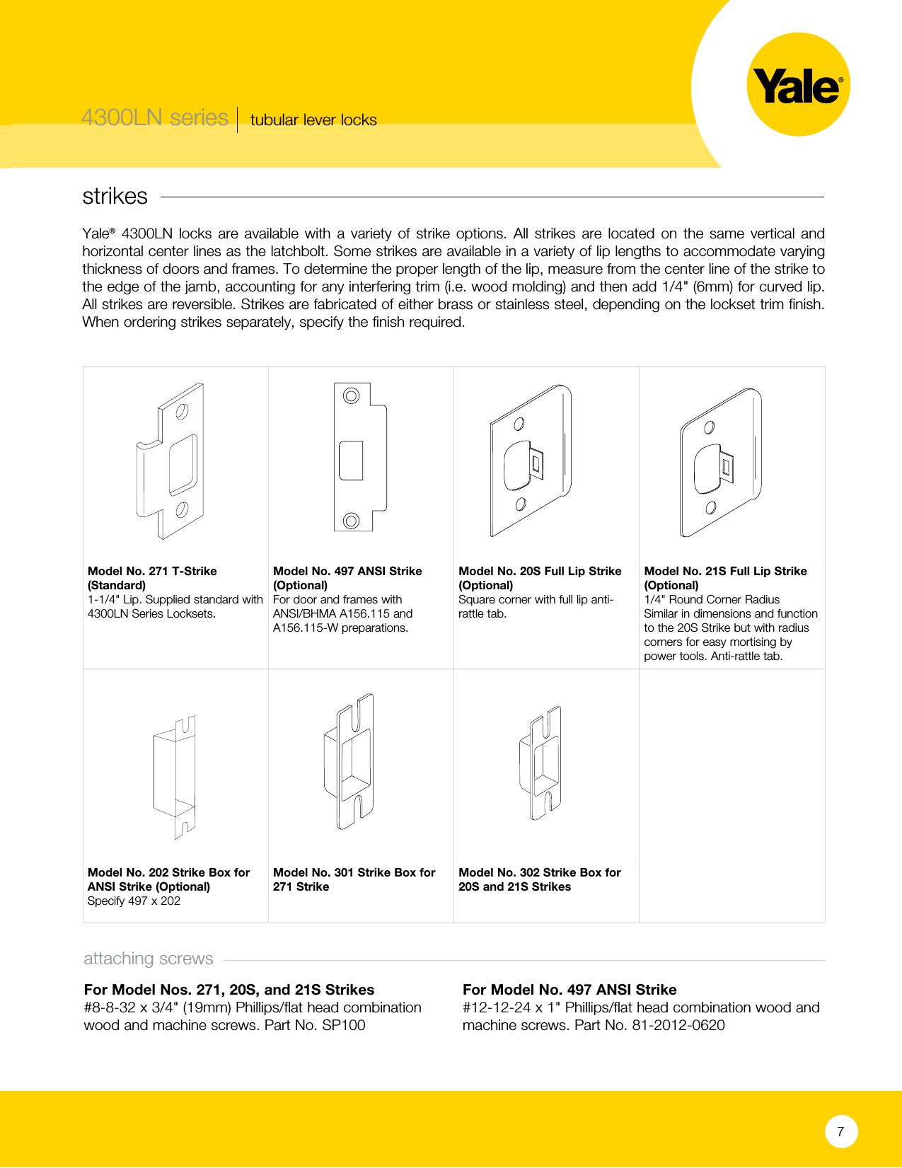 Page 7 of 10 - Yale  4300LN Series - Grade 2 Tubular Lever Locks Web 42122 Cat Lo