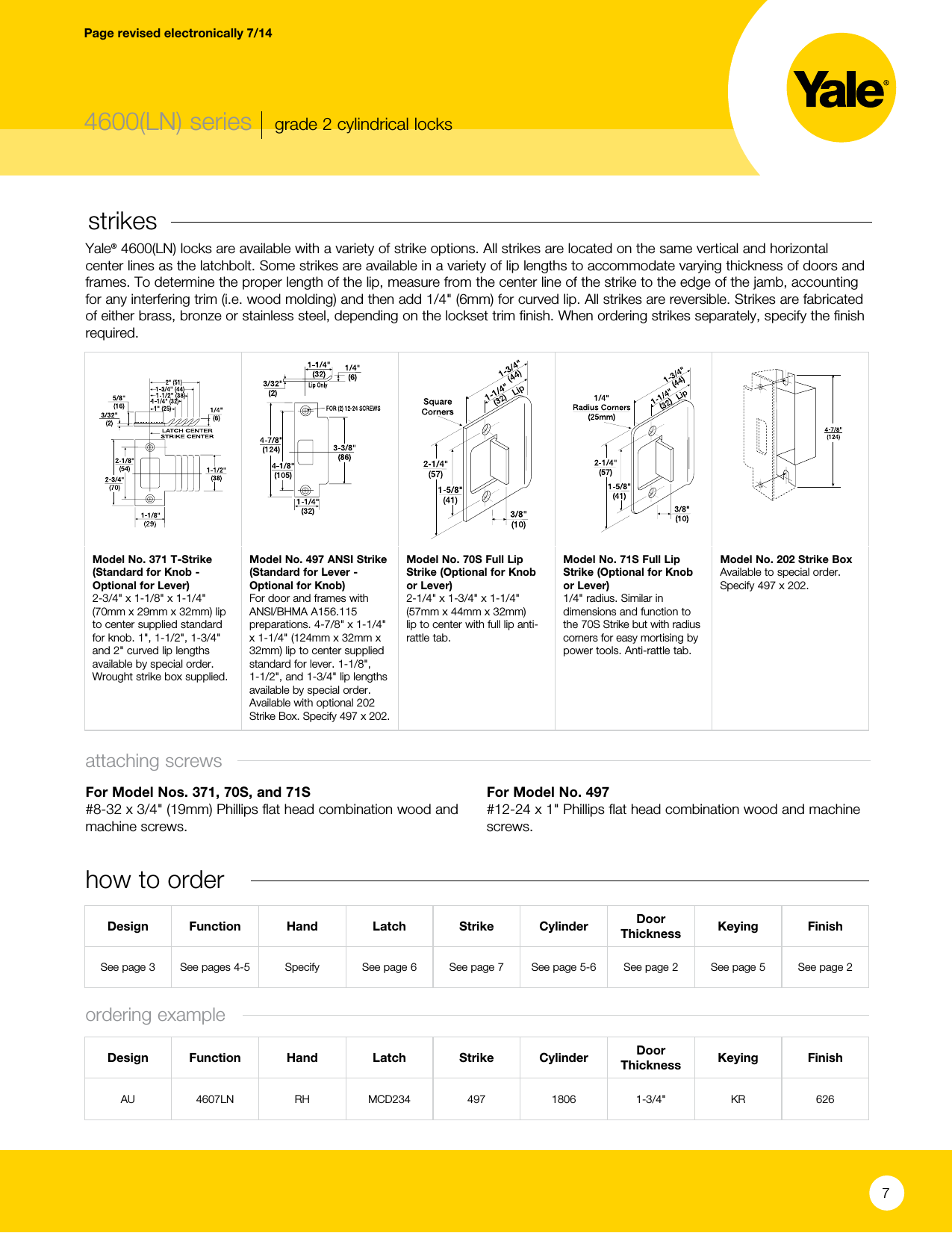 Page 7 of 8 - Yale  4600(LN) Series Grade 2 Cylindrical Locks Web 42701 4600LN Cat Lo